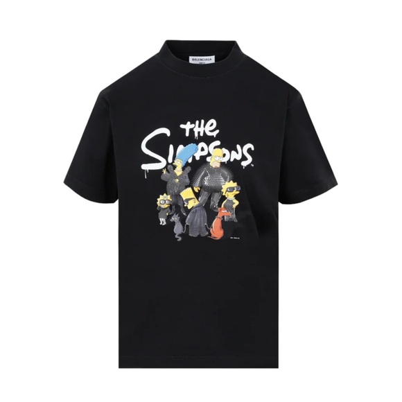 Balenciaga Black T-Shirt with Cartoon Graphic